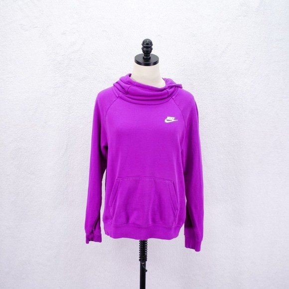 Nike Tops - Nike Purple Small‎ Long Sleeved Pockets Cowl Sweater Hooded Cotton Polyester